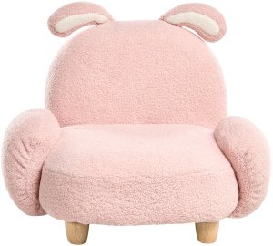 Toaletka dziecięca z taboretem Fotel dziecięcy Królik KANNA Boucle Pastelowy róż 5