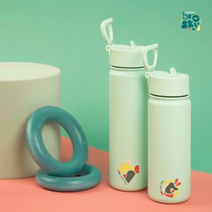 Brosky Abstract Miętowa stalowa butelka termiczna ze słomką 680 ml 3