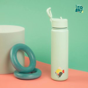 Brosky Abstract Miętowa stalowa butelka termiczna ze słomką 680 ml 4
