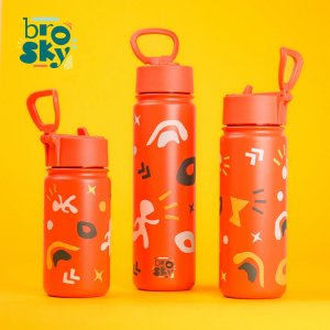 Brosky Pattern Stalowa butelka na wodę w kolorze ceglanym 680ml 4