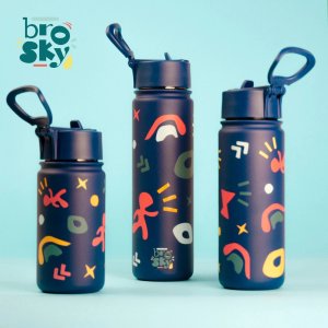 Brosky Pattern Stalowa butelka na wodę w kolorze ciemnoniebieskim 680ml 4