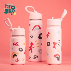 Brosky Pattern Stalowa butelka na wodę w kolorze różowym 550ml 4