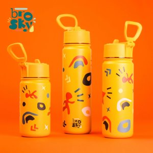 Brosky Pattern Stalowa butelka na wodę żółta 450ml 4