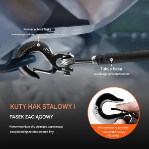 Vevor Syntetyczna lina wyciągarki 12T 30m 9.5mm z hakiem uniwersalna SUV off-road 9