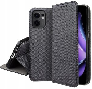 Etui z klapką do Oppo Reno 13 FS 5G| F 5G Zamykane Czarne Futerał +Szkło 9H 5