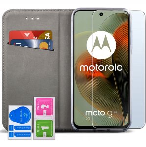 krainaGSM ETUI SKÓRZANE do MOTOROLA MOTO G55 5G MAGNETYCZNE BOOK CASE TOKRA SZKŁO 9H 2