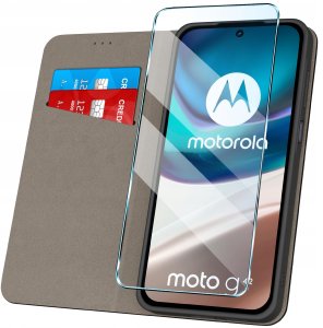 Etui z klapką do Motorola Moto G42 Zamykane Czarne Futerał + Szkło 9H 2