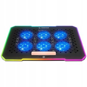 Podstawka chłodząca Rampage FREEZ pod laptop 9-17'' RGB 6 wentylatorów, czarna 2