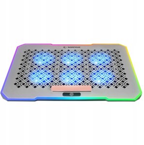 Podstawka chłodząca Rampage FREEZ pod laptop 9-17'' RGB 6 wentylatorów, srebrna 2
