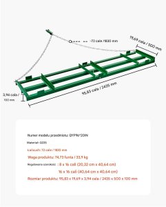 Traktor ogrodowy Vevor Brona Łąkowa do ATV/Traktora 60 Zębów Stal Q235 243 cm 2