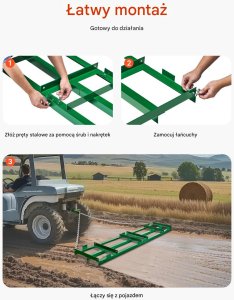 Traktor ogrodowy Vevor Brona Łąkowa do ATV/Traktora 60 Zębów Stal Q235 243 cm 5