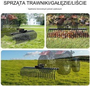 Wertykulator do trawy 152cm 21 zębów stalowych do ciągnika ogród trawnik 9