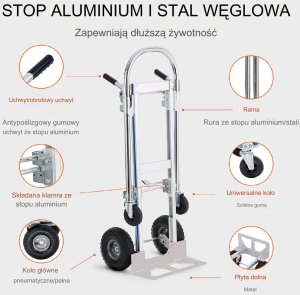 Wózek transportowy magazynowy składany aluminiowy 363 kg 8