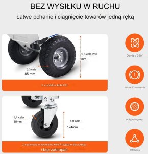 Wózek transportowy magazynowy składany aluminiowy 363 kg 9
