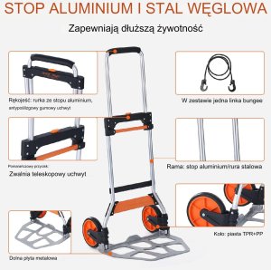 Wózek transportowy magazynowy składany aluminiowy 125 kg 8