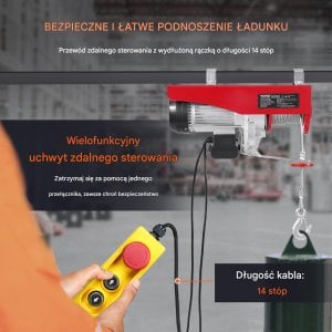 Wyciągarka Elektryczna Łańcuchowa Podnośnik Warsztat 1200 kg 230V Pilot 9