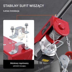 Wyciągarka Elektryczna Łańcuchowa Podnośnik Warsztat 1200 kg 230V Pilot 10