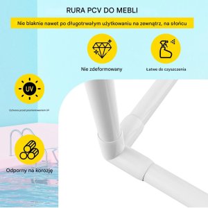 Wieszak na ręczniki basenowe 5 ramion stojący PVC z klipsami i koszem 11