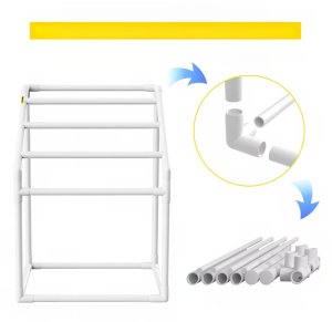 Wieszak na ręczniki basenowe 5 ramion stojący PVC z klipsami i koszem 5