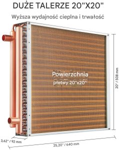 Wymiennik ciepła nagrzewnica woda-powietrze 50x50 cm 3-rzędowy miedziany 9