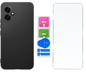 krainaGSM Etui do Honor 400 Matowe Czarne Silikon Slim + 2 SZTUKI SZKŁO 9H 6