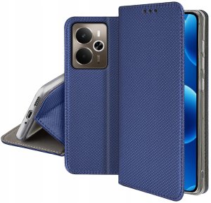 krainaGSM Etui z klapką do Realme 14 5G Zamykane Granatowe Futerał + Szkło 9H 5