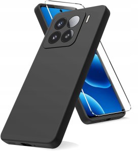 Etui do Xiaomi 15 Pro CASE Gumowe CZARNE Matowe Silikon Slim + SZKŁO 2