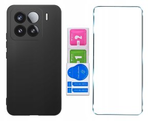 Etui do Xiaomi 15 Pro CASE Gumowe CZARNE Matowe Silikon Slim + SZKŁO 6