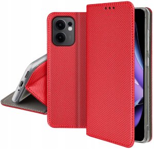 krainaGSM Etui z klapką do Oppo Reno 13 FS 5G| F 5G Zamykane Czerwone Futerał + Szkło 5