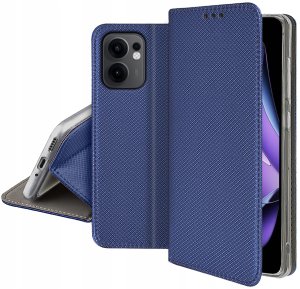 krainaGSM Etui z klapką do Oppo Reno 13 FS 5G| F 5G Zamykane Granatowe Futerał +Szkło 5