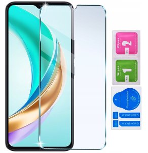 Etui do Honor X6B CASE Gumowe CZARNE Matowe Silikon Slim + SZKŁO 9H 9
