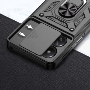 krainaGSM Etui do Xiaomi Redmi 13C | Poco C65 PANCERNE SLIDE RING PLECKI CASE + SZKŁO 2