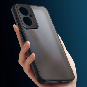 krainaGSM Etui do Motorola Moto G55 5G MATOWE WZMACNIANE CZARNE ZESTAW 2x SZKŁO 2