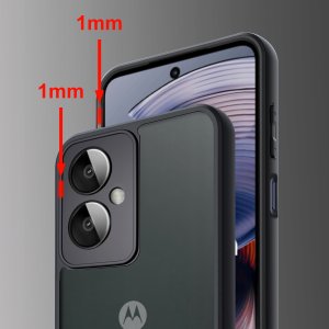 krainaGSM Etui do Motorola Moto G55 5G MATOWE WZMACNIANE CZARNE ZESTAW 2x SZKŁO 3