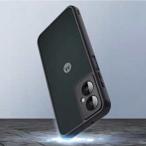 krainaGSM Etui do Motorola Moto G55 5G MATOWE WZMACNIANE CZARNE ZESTAW 2x SZKŁO 4