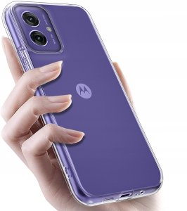 krainaGSM Etui do Motorola Moto G55 5G WZMACNIANE SILIKONOWE PRZEZROCZYSTE + Szkło 9H 3