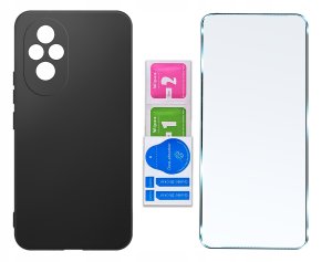 Etui do Honor 200 5G CASE Gumowe CZARNE Matowe Silikon Slim + SZKŁO 9H 6