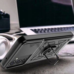 krainaGSM Etui do Samsung Galaxy S24 PANCERNE SLIDE RING PLECKI CASE + SZKŁO 9H 5