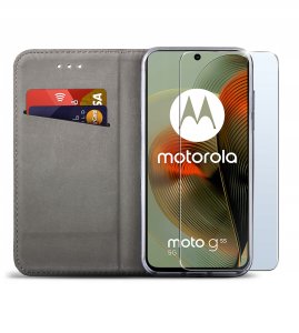 krainaGSM Etui do Motorola Moto G55 5G SMART MAGNET CASE PORTFEL + SZKŁO 9H 2