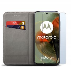 krainaGSM Etui do Motorola Moto G55 5G SMART MAGNET CASE PORTFEL + SZKŁO 9H 2