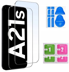 krainaGSM ZESTAW Etui do Samsung A21s Matowe Czarne Silikon + 2 SZTUKI SZKŁO 7