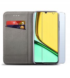 krainaGSM Etui do Realme C61 | C63 SMART MAGNET CASE PORTFEL + SZKŁO OCHRONNE 9H 2