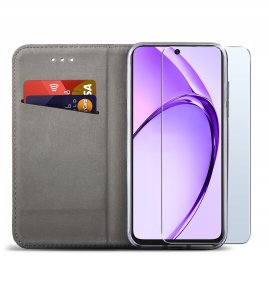 Etui do Oppo A40 | A40M SMART MAGNET CASE PORTFEL + SZKŁO 9H 2