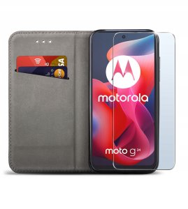 Etui do Motorola Moto G24 |G24 POWER |G04 SMART MAGNET CASE PORTFEL + SZKŁO 2