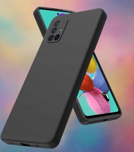 ZESTAW Etui do Samsung A51 Matowe Czarne Silikon + 2 SZTUKI SZKŁO 2