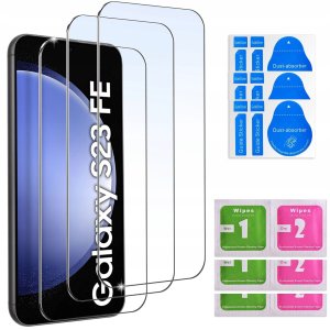ZESTAW Etui do Samsung S23 FE Matowe Czarne Silikon Slim +3 SZTUKI SZKŁO 4