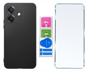 krainaGSM Etui do Oppo A40 | A40M CASE Gumowe CZARNE Matowe Silikon Slim + SZKŁO 9H 5