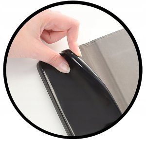 Etui z klapką do Oppo A16 | A16s Zamykane Czarne Futerał + Szkło 9H 8