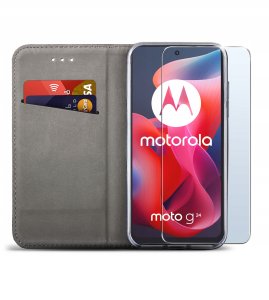 krainaGSM Etui do Motorola Moto G24 |G24 POWER |G04 SMART MAGNET CASE PORTFEL + SZKŁO 2