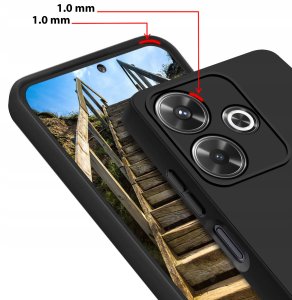 krainaGSM Etui do Xiaomi Redmi 13 4G silikonowe MATOWE CZARNE + Szkło ochronne 9H 5